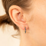 9ct Yellow Gold Created Round Blue Spinel 3/4th Open Hoop Earrings