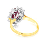 1 Carat Lab Grown Diamond and 4ct Natural Enhanced Ruby Ring in 9ct Yellow Gold