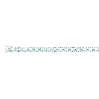 50 Carat Blue Topaz Tennis 18cm Bracelet Set in Sterling Silver