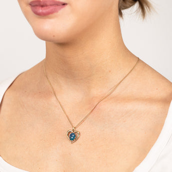 9ct Yellow Gold Oval Triplet Opal Heart Pendant