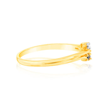 Created Sapphire & White Sapphire Ring in 9ct Yellow Gold