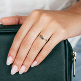 Created Sapphire & White Sapphire Ring in 9ct Yellow Gold