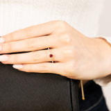 Created Ruby & Heart Shaped Diamond Ring in 9ct Yellow Gold