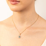 Sky Blue Topaz Tortoise Pendant with 5 Diamonds in 9ct Yellow Gold