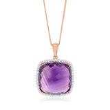 Amethyst & 0.54ct Cubic Zirconia Pendant in 9ct Rose Gold