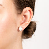 Opal & 5 Points Diamond Stud Earrings in Sterling Silver