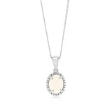 Opal and Diamond Pendant in Sterling Silver