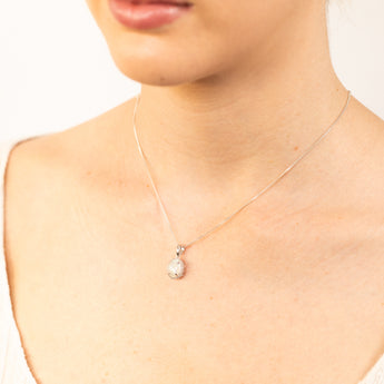 Opal and Diamond Pendant in Sterling Silver