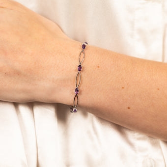 10 Amethyst Bracelet in Sterling Silver
