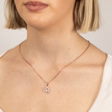 Natural Morganite 8x5mm Pear Shaped Diamond pendant in 9ct Rose Gold