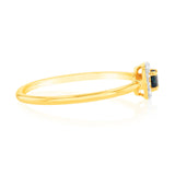 9ct Yellow Gold 3.0mm Sapphire Ring in 14 Diamonds