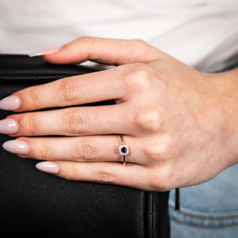 9ct Yellow Gold 3.0mm Sapphire Ring in 14 Diamonds