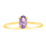 9ct Yellow Gold 6x4mm Oval 0.39Ct Amethyst  Ring