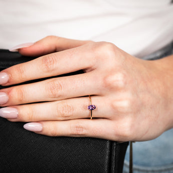 9ct Yellow Gold 6x4mm Oval 0.39Ct Amethyst  Ring