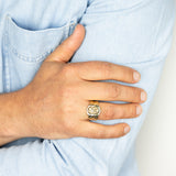 9ct Yellow Solid Gold Gents Lion Ring