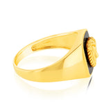 9ct Yellow Gold 0.77Ct Agate Lion Gents Ring