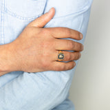 9ct Yellow Gold 0.77Ct Agate Lion Gents Ring