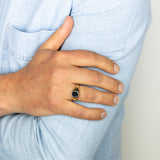 9ct Yellow Gold in 0.64 Carat Agate Gents Ring