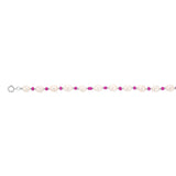 White Freshwater Pearl Bracelet with Pink & Silver Beads in Sterling Silver