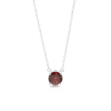 7mm Natural Garnet Pendant in Sterling Silver with Chain