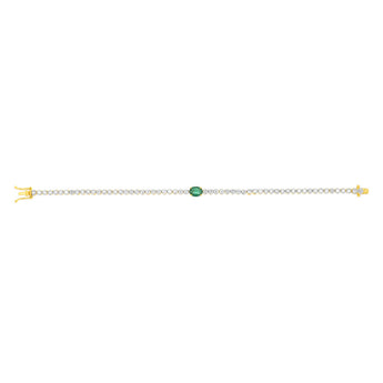 2 Carat Natural Diamonds Bracelet with .70CT Natural Emerald in 9ct Yellow Gold