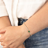 2 Carat Natural Diamonds Bracelet with .70CT Natural Emerald in 9ct Yellow Gold