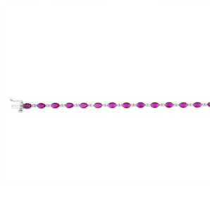 Created Ruby & 34 Natural Diamonds Bracelet Set in Sterling Silver