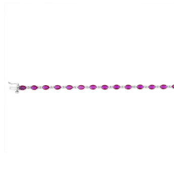 Created Ruby & 34 Natural Diamonds Bracelet Set in Sterling Silver
