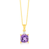 9ct Yellow Gold 1.4ct Amethyst and Diamond Pendant
