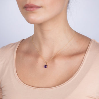 9ct Yellow Gold 1.4ct Amethyst and Diamond Pendant