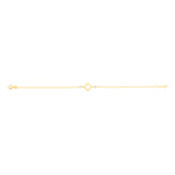 9ct Yellow Gold 19.10cm Leaf Clover and Pearl Bracelet