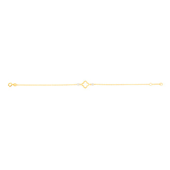 9ct Yellow Gold 19.10cm Leaf Clover and Pearl Bracelet