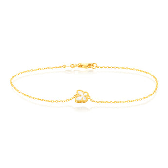 9ct Yellow Gold 19.70cm Butterfly and Mother Of Pearl Bracelet