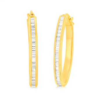 9ct Yellow Gold Cubic Zirconia Hoop Earrings