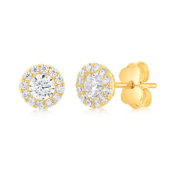 9ct Yellow Gold Cubic Zirconia Studs Earrings
