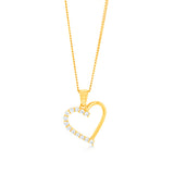 9ct Yellow Gold Cubic Zirconia Heart Pendant