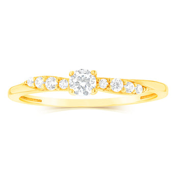 Cubic Zirconia Cocktail Ring in 9ct Yellow Gold