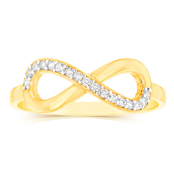 Cubic Zirconia Infinity Ring in 9ct Yellow Gold