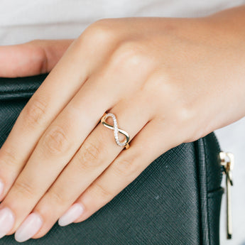 Cubic Zirconia Infinity Ring in 9ct Yellow Gold