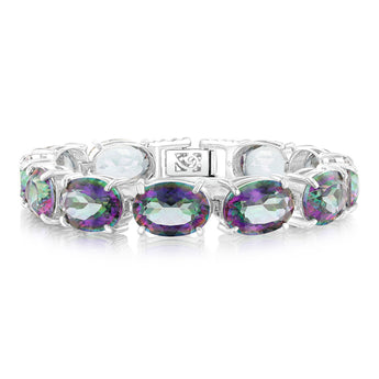 Sterling Silver 55 Carat Mystic Quartz Tennis Bracelet
