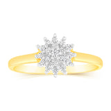 Cubic Zirconia Flower Shaped Ring in  9ct Yellow Gold