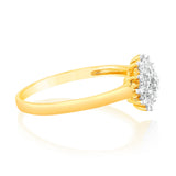 Cubic Zirconia Flower Shaped Ring in  9ct Yellow Gold
