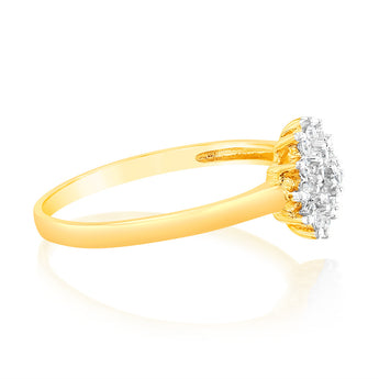 Cubic Zirconia Flower Shaped Ring in  9ct Yellow Gold