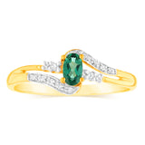 9ct Yellow Gold 0.26 Created Emerald & 14Cubic Zirconia Ring