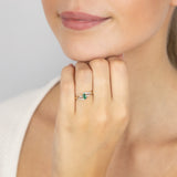 9ct Yellow Gold 0.26 Created Emerald & 14Cubic Zirconia Ring