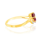 9ct Yellow Gold 1.19Ct Created Ruby & 5 Diamond Ring