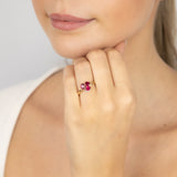 9ct Yellow Gold 1.19Ct Created Ruby & 5 Diamond Ring