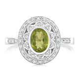 Sterling Silver Peridot & Cubic Zirconia Ring