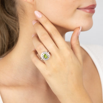 Sterling Silver Peridot & Cubic Zirconia Ring