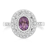 Sterling Silver 1.5 Carat Amethyst & 40Cubic Zirconia Ring